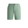 Hugo Boss Slim-fit Shorts In Stretch-cotton Twill In Green