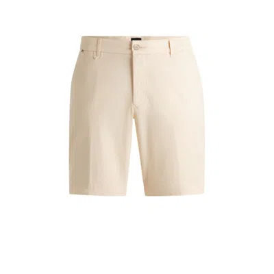 Hugo Boss Slim-fit Shorts In Stretch-cotton Twill In Orange