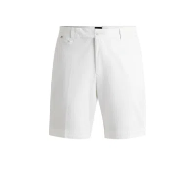 Hugo Boss Slim-fit Shorts In Stretch-cotton Twill In White