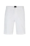 Hugo Boss Slim-fit Shorts In Stretch-cotton Gabardine In White