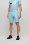 Hugo Boss Slim-fit Shorts In Water-repellent Twill In Light Blue