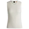 Hugo Boss Slim-fit Sleeveless Top In Ribbed Stretch Fabric In White