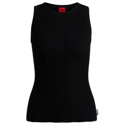 Hugo Boss Slim-fit Sleeveless Top With Irregular Ribbed Structure In Black