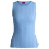 Hugo Boss Slim-fit Sleeveless Top With Irregular Ribbed Structure In Blue