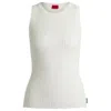 Hugo Boss Slim-fit Sleeveless Top With Irregular Ribbed Structure In White