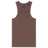 Hugo Boss Slim-fit Stretch-cotton Top With Blue Logo Badge In Brown