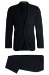 Hugo Boss Slim-fit Suit In A Checked Wool Blend In Dark Blue