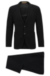 Hugo Boss Slim-fit Suit In A Micro-patterned Wool Blend In Black
