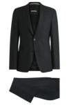Hugo Boss Slim-fit Suit In A Micro-patterned Wool Blend In Black