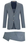 Hugo Boss Slim-fit Suit In A Micro-patterned Wool Blend In Light Blue