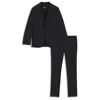 Hugo Boss Slim-fit Suit In Checked Crease-resistant Stretch Wool In Black