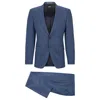 Hugo Boss Slim-fit Suit In Checked Virgin-wool Serge In Blue