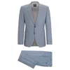 Hugo Boss Slim-fit Suit In Checked Virgin-wool Serge In Blue