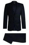 Hugo Boss Boss Notched Lapel Padded Shoulder Jacket With Eyelet Design In Dark Blue