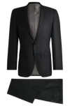 Hugo Boss Boss Notched Lapel Padded Shoulder Jacket With Eyelet Design In Light Grey