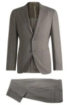 Hugo Boss Slim-fit Suit In High-twist Virgin Wool In Light Green