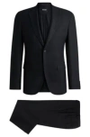 Hugo Boss Slim-fit Suit In Micro-patterned Performance Fabric In Black