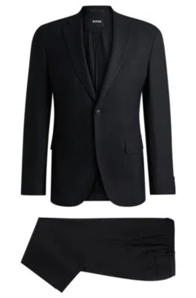 Hugo Boss Slim-fit Suit In Micro-patterned Performance Fabric In Black
