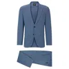 Hugo Boss Slim-fit Suit In Micro-patterned Performance-stretch Cloth In Blue