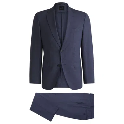 Hugo Boss Slim-fit Suit In Micro-patterned Performance-stretch Fabric In Blue