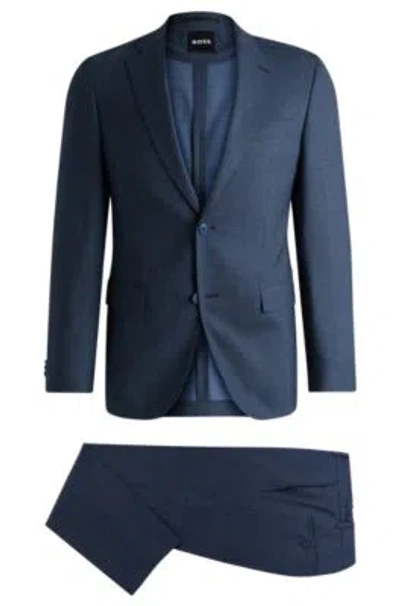 Hugo Boss Slim-fit Suit In Micro-patterned Performance-stretch Wool In Light Blue