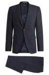 Hugo Boss Boss Notched Lapel Padded Shoulder Jacket With Eyelet Design In Dark Blue