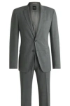 Hugo Boss Slim-fit Suit In Micro-patterned Stretch Cloth In Grey