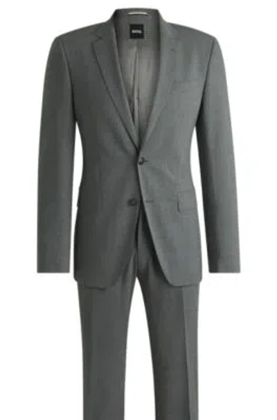 Hugo Boss Slim-fit Suit In Micro-patterned Stretch Cloth In Grey