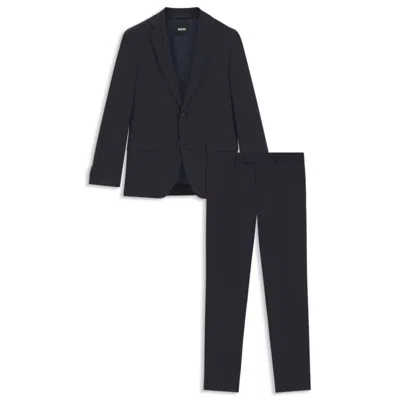 Hugo Boss Slim-fit Suit In Micro-patterned Stretch Fabric In Blue