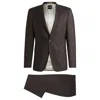 Hugo Boss Slim-fit Suit In Micro-patterned Stretch Virgin Wool In Brown