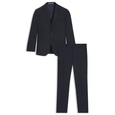Hugo Boss Slim-fit Suit In Micro-patterned Stretch Wool In Blue
