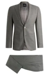 Hugo Boss Slim-fit Suit In Micro-patterned Stretch Wool In Light Beige