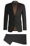 Hugo Boss Slim-fit Suit In Micro-patterned Stretch Wool In Light Green