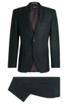 Hugo Boss Slim-fit Suit In Micro-patterned Stretch Wool In Light Green