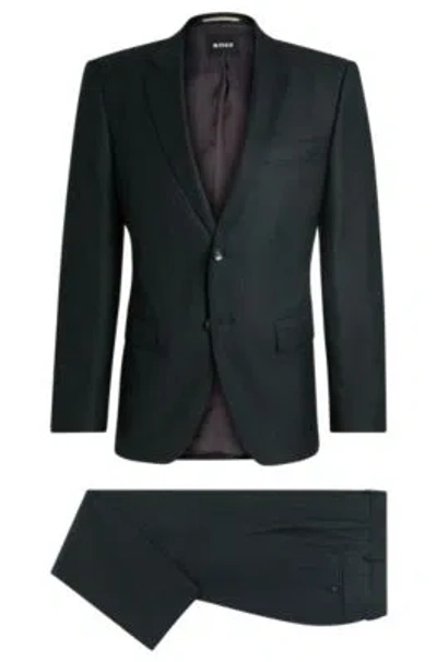 Hugo Boss Slim-fit Suit In Micro-patterned Stretch Wool In Light Green