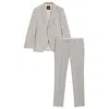 Hugo Boss Slim-fit Suit In Micro-patterned Virgin Wool In Gray