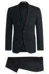 Hugo Boss Slim-fit Suit In Micro-patterned Wool In Black