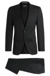 Hugo Boss Boss Notched Lapel Padded Shoulder Jacket With Eyelet Design In Black