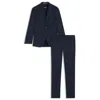 Hugo Boss Slim-fit Suit In Micro-patterned Wool In Blue