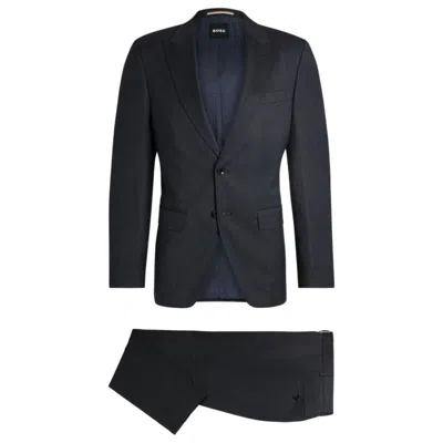 Hugo Boss Slim-fit Suit In Micro-patterned Wool In Blue | ModeSens