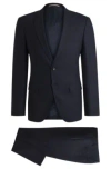 Hugo Boss Boss Notched Lapel Padded Shoulder Jacket With Eyelet Design In Dark Blue