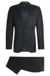 Hugo Boss Boss Notched Lapel Padded Shoulder Jacket With Eyelet Design In Dark Blue