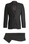 Hugo Boss Boss Notched Lapel Padded Shoulder Jacket With Eyelet Design In Grey