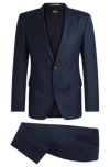 Hugo Boss Boss Notched Lapel Padded Shoulder Jacket With Eyelet Design In Light Blue