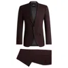 Hugo Boss Slim-fit Suit In Patterned Stretch Cloth In Red