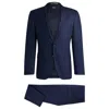 Hugo Boss Slim-fit Suit In Patterned Stretch Wool In Blue
