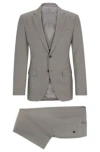 Hugo Boss Slim-fit Suit In Patterned Stretch Wool In Silver
