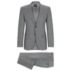 Hugo Boss Slim-fit Suit In Patterned Stretch Wool In Silver