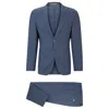Hugo Boss Slim-fit Suit In Patterned Virgin Wool And Silk In Blue