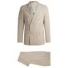 Hugo Boss Slim-fit Suit In Patterned Wool And Silk In Brown